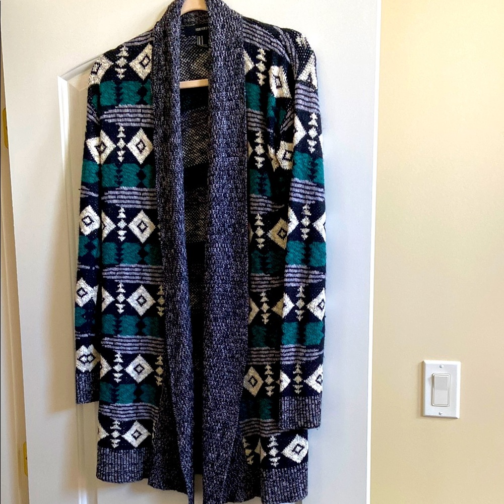 Forever 21Geometric Patterned Open Front Cardigan size M